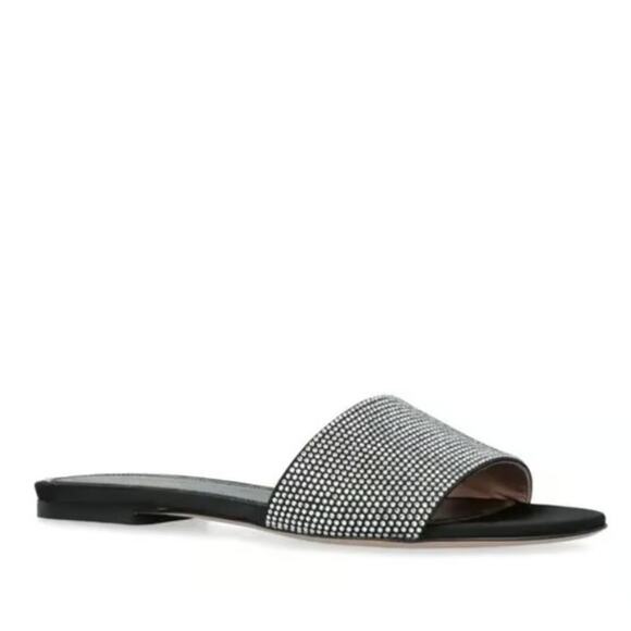 GEDEBE Cassis Sandals Rhinestone Flat Embellished Slides Party Vacation Sz 6 - Picture 1 of 9